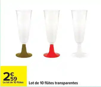 Carrefour Lot de 10 flûtes transparentes offre