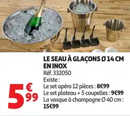 Auchan Le seau à glaçons 014 cm en inox offre