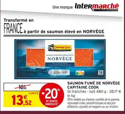 Intermarché Capitaine cook saumon fumé de norvège offre