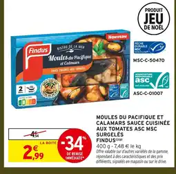 Intermarché Findus moules du pacifique et calamars sauce cuisinée aux tomates asc msc surgelés offre