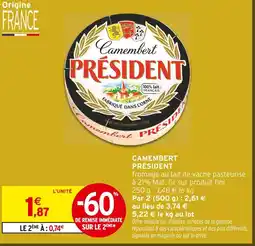 Intermarché Président camembert offre