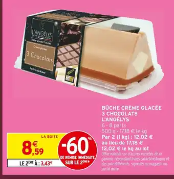 Intermarché L'angélys bûche crème glacée 3 chocolats offre