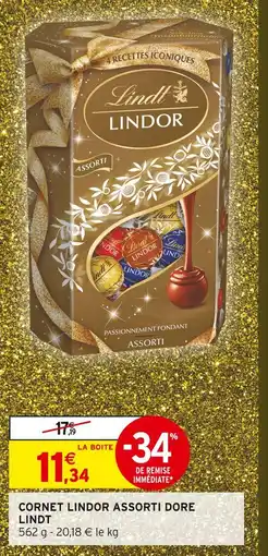 Intermarché Lindt cornet lindor assorti doré offre