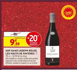 Intermarché Les hauts de pavières aop saint-joseph rouge offre