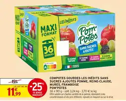 Intermarché Pom'potes compotes gourdes les inédits sans sucres ajoutés pomme nature offre
