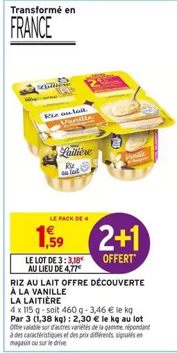 Intermarché La laitière riz au lait offre découverte à la vanille offre
