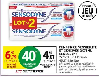 Intermarché Sensodyne dentifrice sensibilité et gencives 2x75ml offre