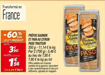 Netto Paso traiteur préfou saumon et pain au citron offre