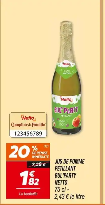 Netto Netto jus de pomme pétillant bul'party offre