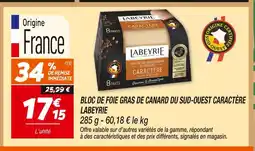Netto Labeyrie bloc de foie gras de canard du sud-ouest caractère offre