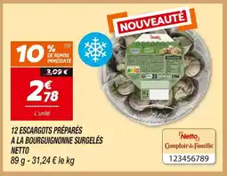 Netto Netto 12 escargots préparés à la bourguignonne surgelés offre