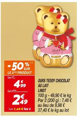 Netto Lindt ours teddy chocolat au lait offre