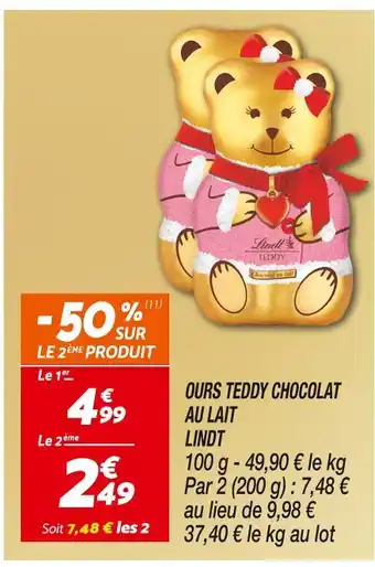 Netto Lindt ours teddy chocolat au lait offre