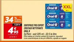 Netto Oral b dentifrice pro expert cristaux nettoyants offre