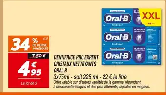 Netto Oral b dentifrice pro expert cristaux nettoyants offre