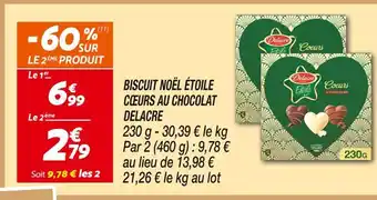 Netto Delacre biscuit noël étoile cœurs au chocolat offre
