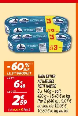 Netto Petit navire thon entier au naturel offre