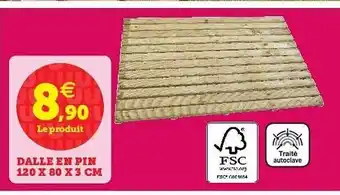 Hyper U Dalle En Pin 120 X 80 X 3 Cm offre