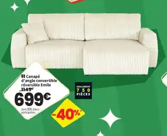 Conforama Canapé d'angle convertible réversible Emile offre