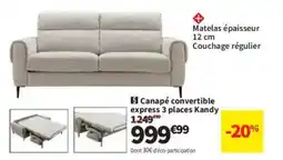 Conforama Canapé convertible express 3 places Kandy offre