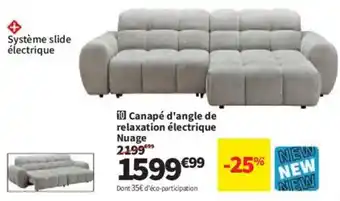 Conforama Canapé d'angle de relaxation électrique Nuage offre
