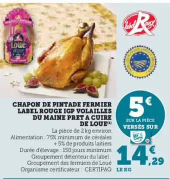 Chapon de pintade fermier label rouge igp volailles du maine pret a cuire de loue