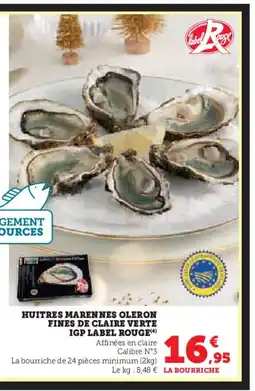 Hyper U Huitres marennes oleron fines de claire verte igp label rouge offre