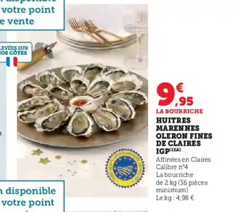 Hyper U Huitres fines de marennes oleron fines de claires igp offre