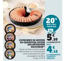 Hyper U DELPIERRE Couronne de queues de crevettes cuites decortiques offre