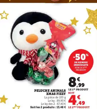 Hyper U FIZZY Peluche animals xmas offre
