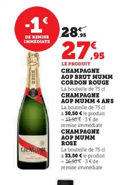 Hyper U Champagne aop mumm rose cordon rouge offre