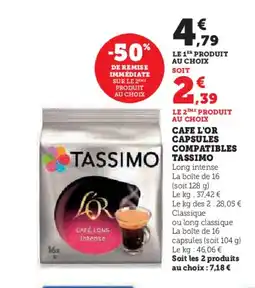 Hyper U TASSIMO Cafe l'or capsules compatibles offre
