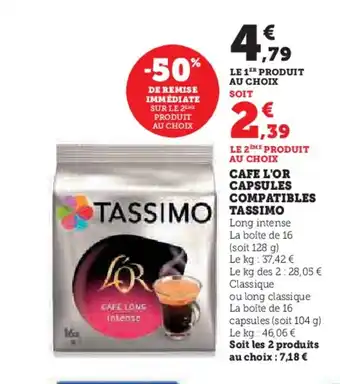 Hyper U TASSIMO Cafe l'or capsules compatibles offre