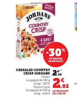Hyper U JORDANS Cereales country crisp offre