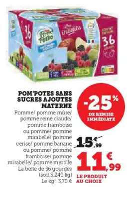 Hyper U POM'POTES Sans sucres ajoutes materne offre