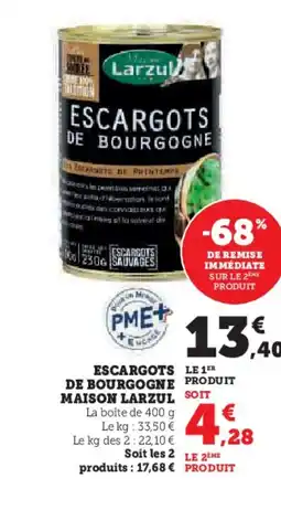 Hyper U MAISON LARZUL Escargots de bourgogne offre