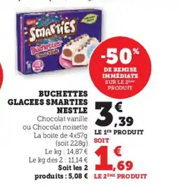 Hyper U Buchettes glacees smarties nestle offre