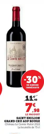 Hyper U Saint emilion grand cru aop rouge offre