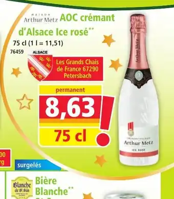 Norma ARTHUR METZ AOC crémant d'Alsace Ice rosé offre