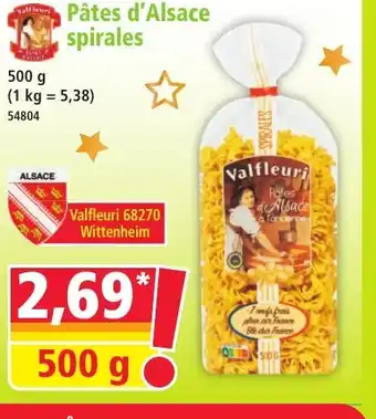 Norma Pâtes d'Alsace spirales offre