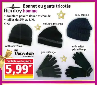 Norma RONLEY Bonnet ou gants tricotés homme offre