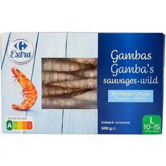 Carrefour Carrefour extra gambas sauvages entières crues congelées offre
