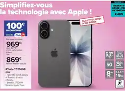 Carrefour Apple - iphone 17 256gb noir offre