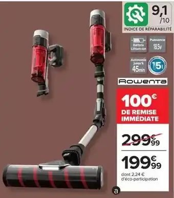 Carrefour Rowenta - aspirateur balai vaspirateur rb372e offre