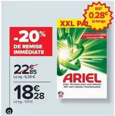 Carrefour Ariel - avec tcchnologie anti-residu met anti-residu technologie offre