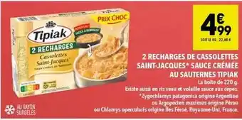Supeco Tipiak - 2 recharges de cassolettes saint-jacques sauce crèmee au sauternes offre