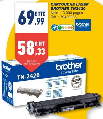 Bureau Vallée Brother cartouche laser tn2420 offre
