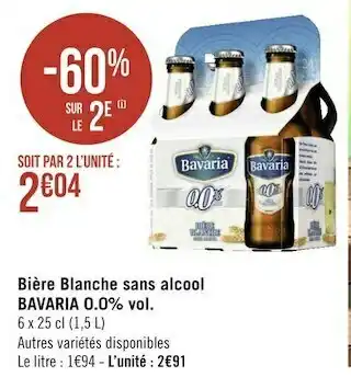 Géant Casino Bavaria bière blanche sans alcool 0.0% vol. offre