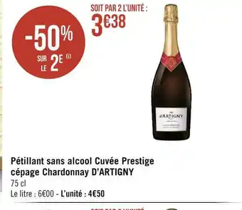 Géant Casino D’artigny pétillant sans alcool cuvée prestige cépage chardonnay offre