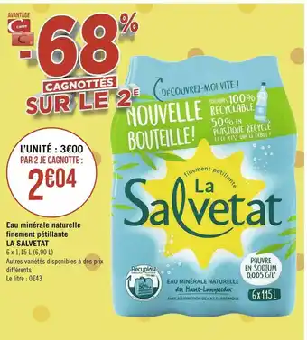 Géant Casino La salveta eau minérale naturelle finement pétillante offre